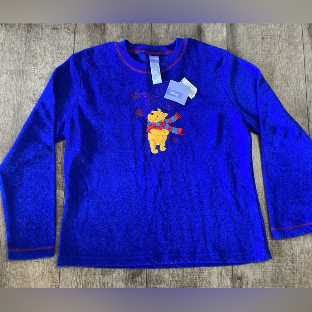 Disney Embroidered Winnie the Pooh Women’s Terry Long Sleeve Sleep Shirt/Sweatsh